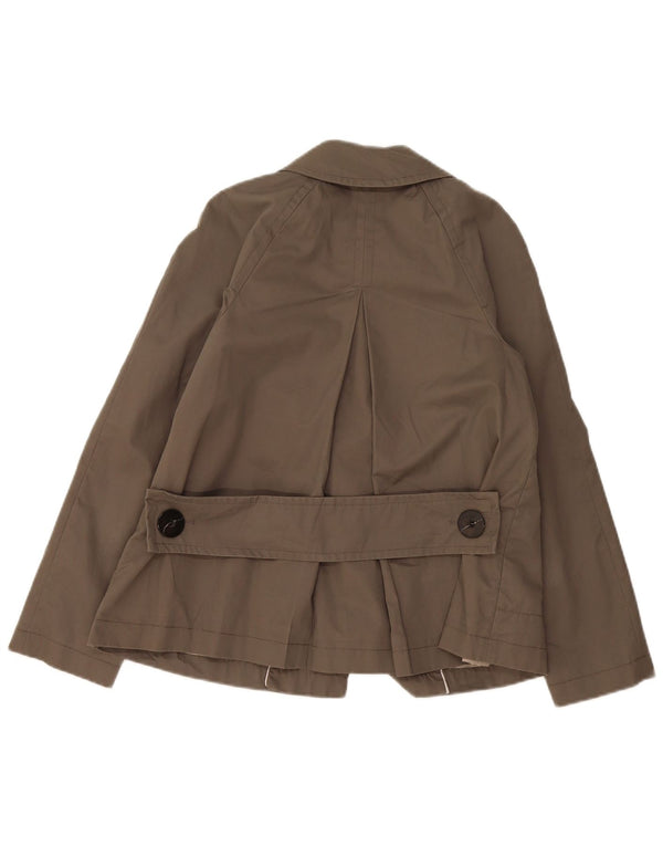 Zara Womens Short Trench Coat UK 6 XS Grey Cotton