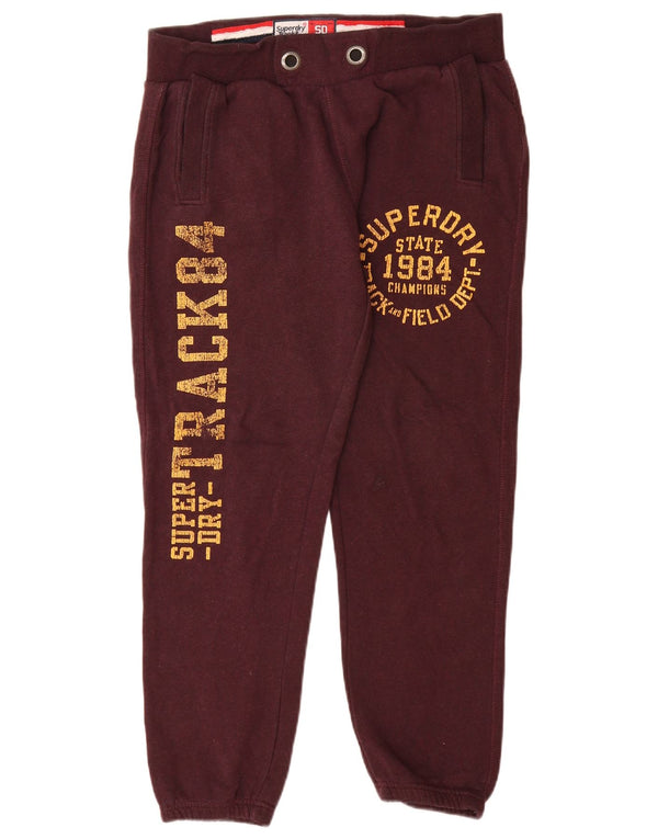 Superdry Womens Graphic Tracksuit Trousers Joggers UK 14 Medium Burgundy