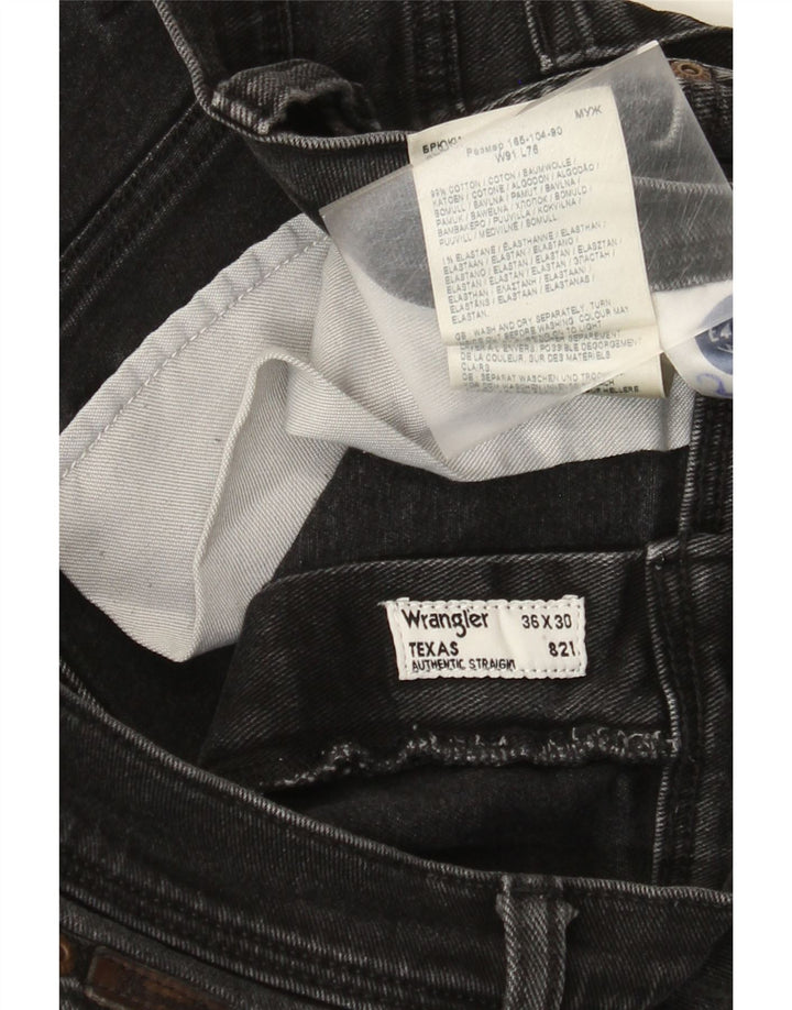 Wrangler Mens Texas Straight Jeans W36 L26 Black Cotton