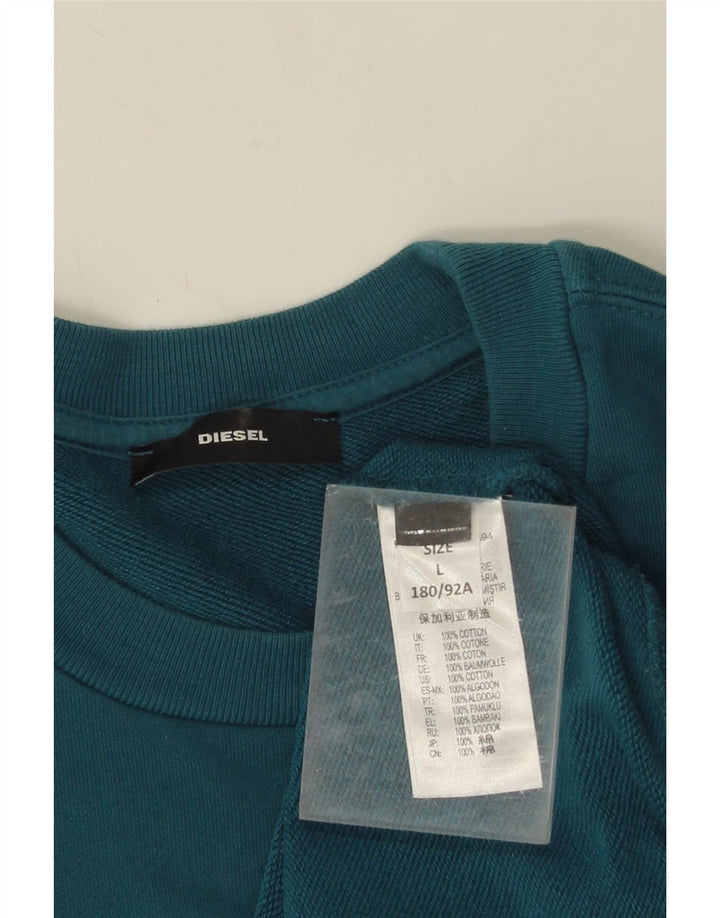 Diesel Mens Graphic Sweatshirt Jumper Large Blue Cotton