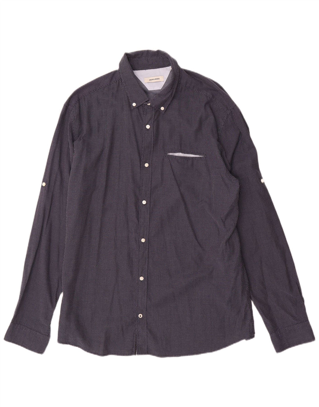Jack & Jones Mens Shirt 2XL Navy Blue Geometric Cotton