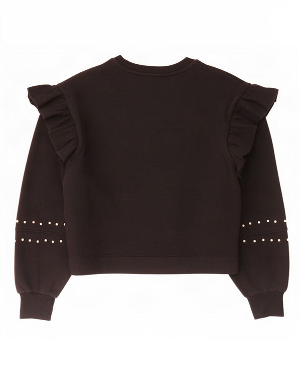 Zara Womens Sweatshirt Jumper UK 12 Medium Black Polyester