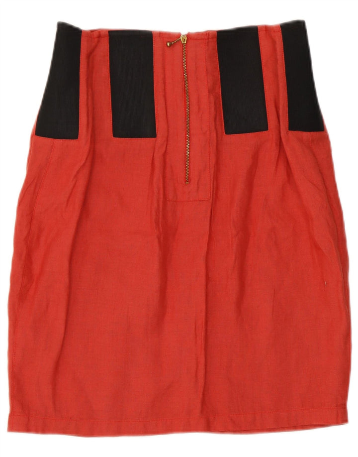 Vintage Womens 2 Piece Skirt Set IT 44 Medium W26  Red Colourblock Linen