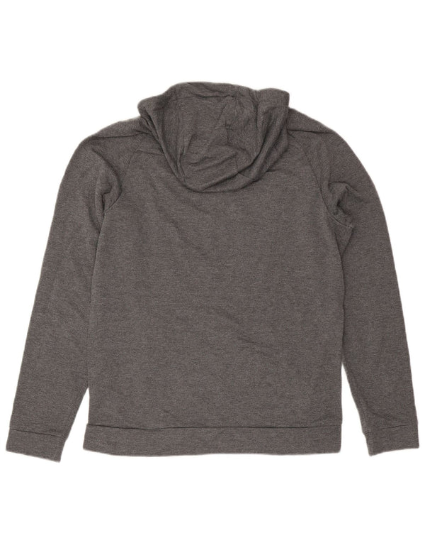 Nike Womens Graphic Hoodie Jumper UK 14 Medium Grey Flecked Polyester