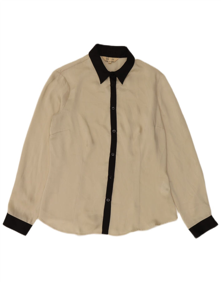 Vintage Womens Shirt IT 46 Large Beige Colourblock Polyester