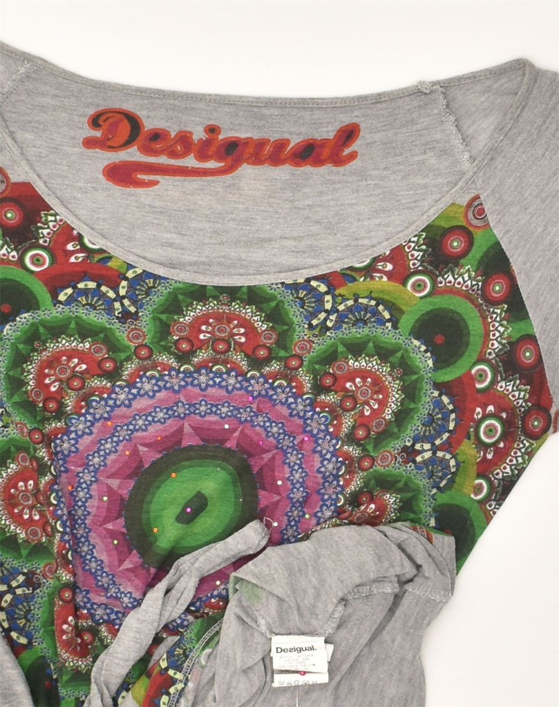 DESIGUAL Womens Tunic Top UK 8 Small Grey Patchwork Viscose | Vintage Desigual | Thrift | Second-Hand Desigual | Used Clothing | Messina Hembry 