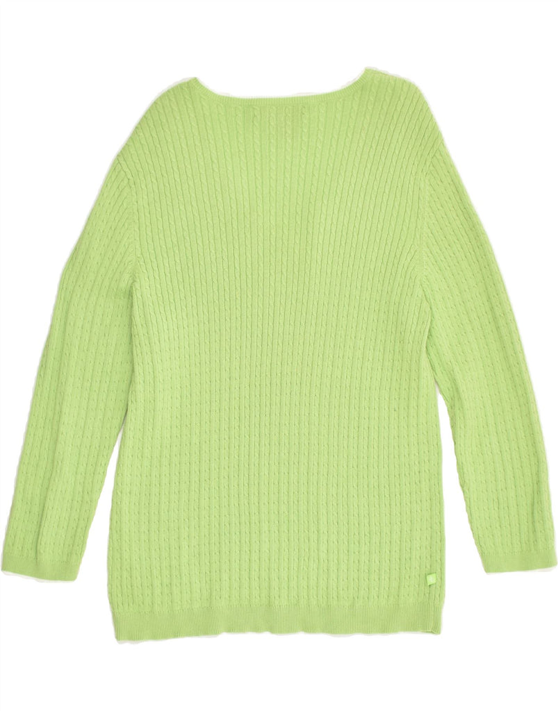 RALPH LAUREN Womens V-Neck Jumper Sweater UK 12 Medium Green Cotton | Vintage Ralph Lauren | Thrift | Second-Hand Ralph Lauren | Used Clothing | Messina Hembry 