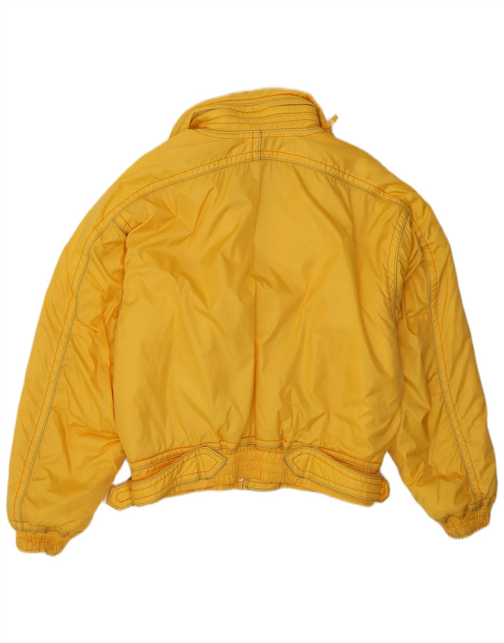 Ellesse Womens Hooded Oversized Ski Jacket UK 12 Medium Yellow Polyamide