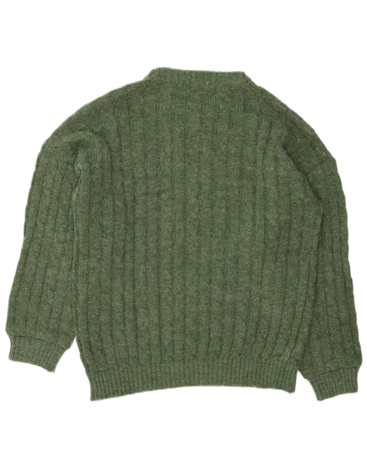 Vintage Mens Crew Neck Jumper Sweater Small Green Wool