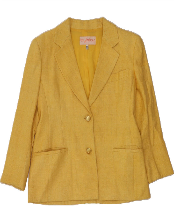BYBLOS Womens 2 Button Blazer Jacket IT 40 Small Yellow Vintage Byblos and Second-Hand Byblos from Messina Hembry 