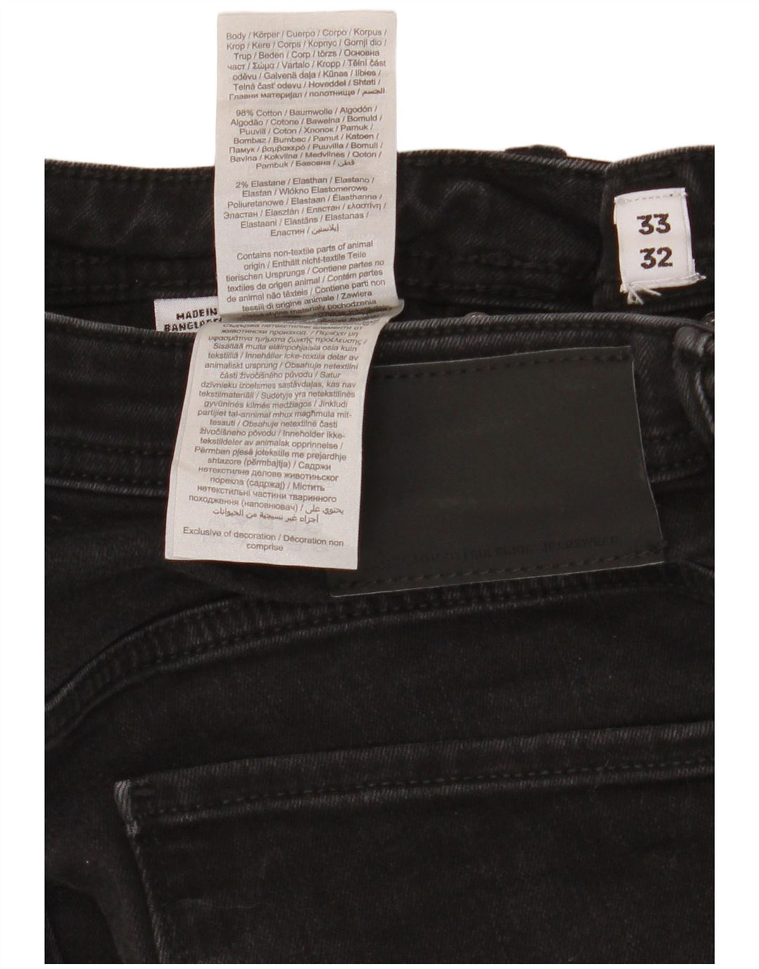 Jack & Jones Mens GLENN Slim Jeans W33 L32 Black Cotton