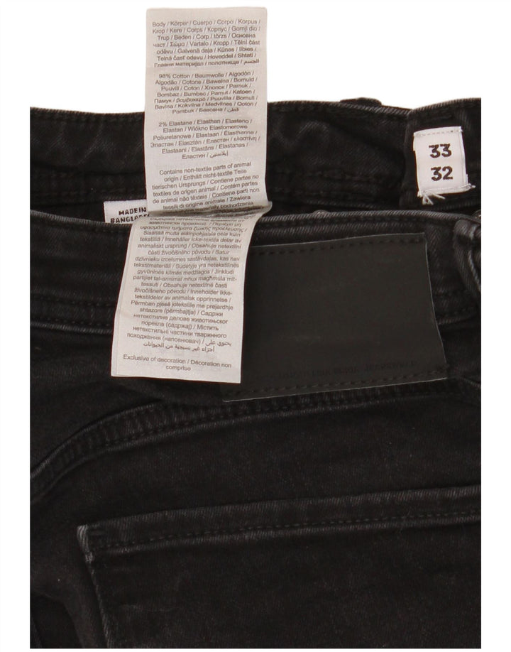 Jack & Jones Mens GLENN Slim Jeans W33 L32 Black Cotton