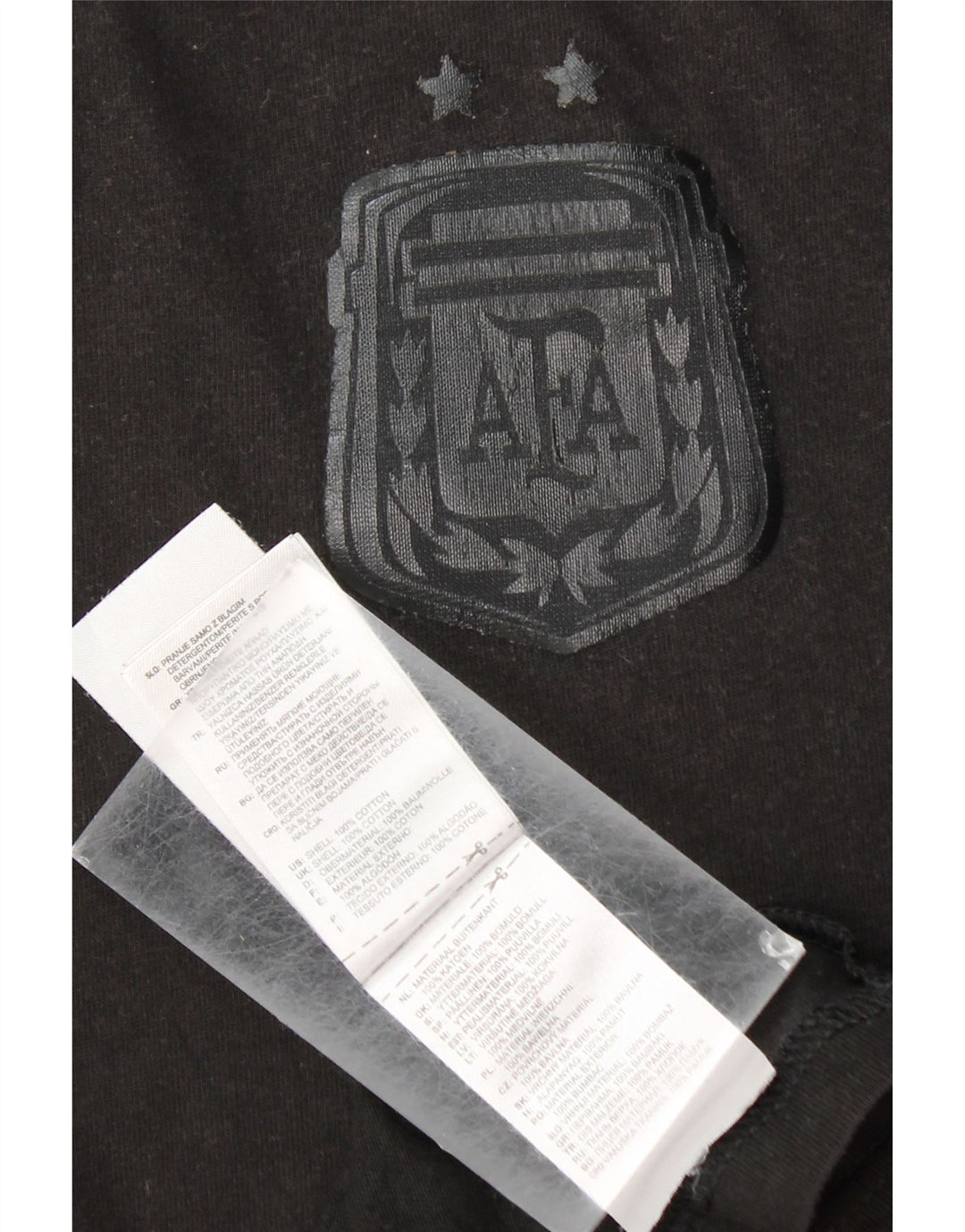 ADIDAS Mens Argentina National football T-Shirt Top Large Black Cotton