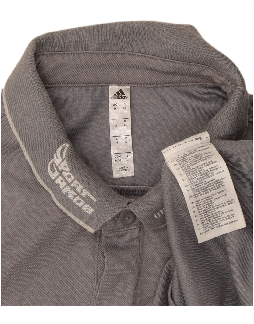 Adidas Mens Climalite Graphic Polo Shirt Medium Grey Cotton