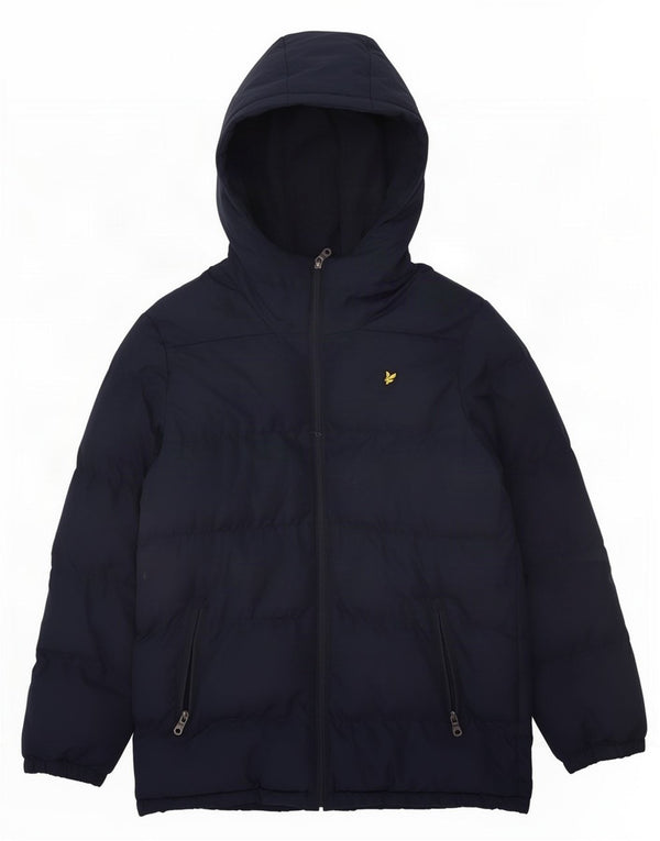 Lyle & Scott Boys Hooded Padded Jacket 15-16 Years Navy Blue Polyester