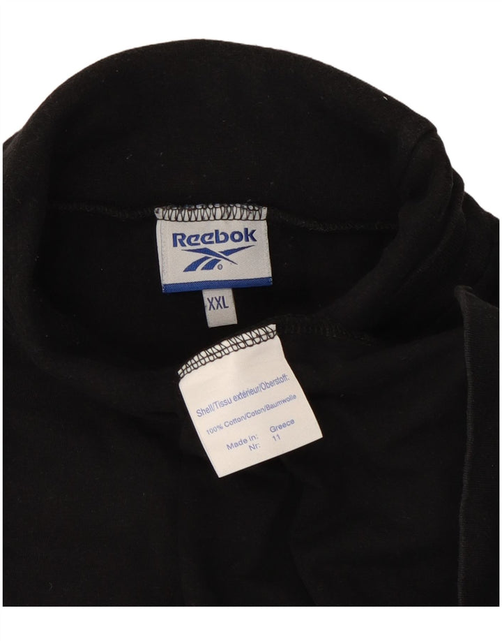 Reebok Mens Roll Neck Top Long Sleeve 2XL Black Cotton