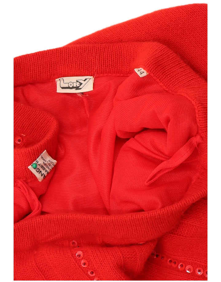 Vintage Womens Knit Flared Skirt IT 44 Medium W30 Red Angora