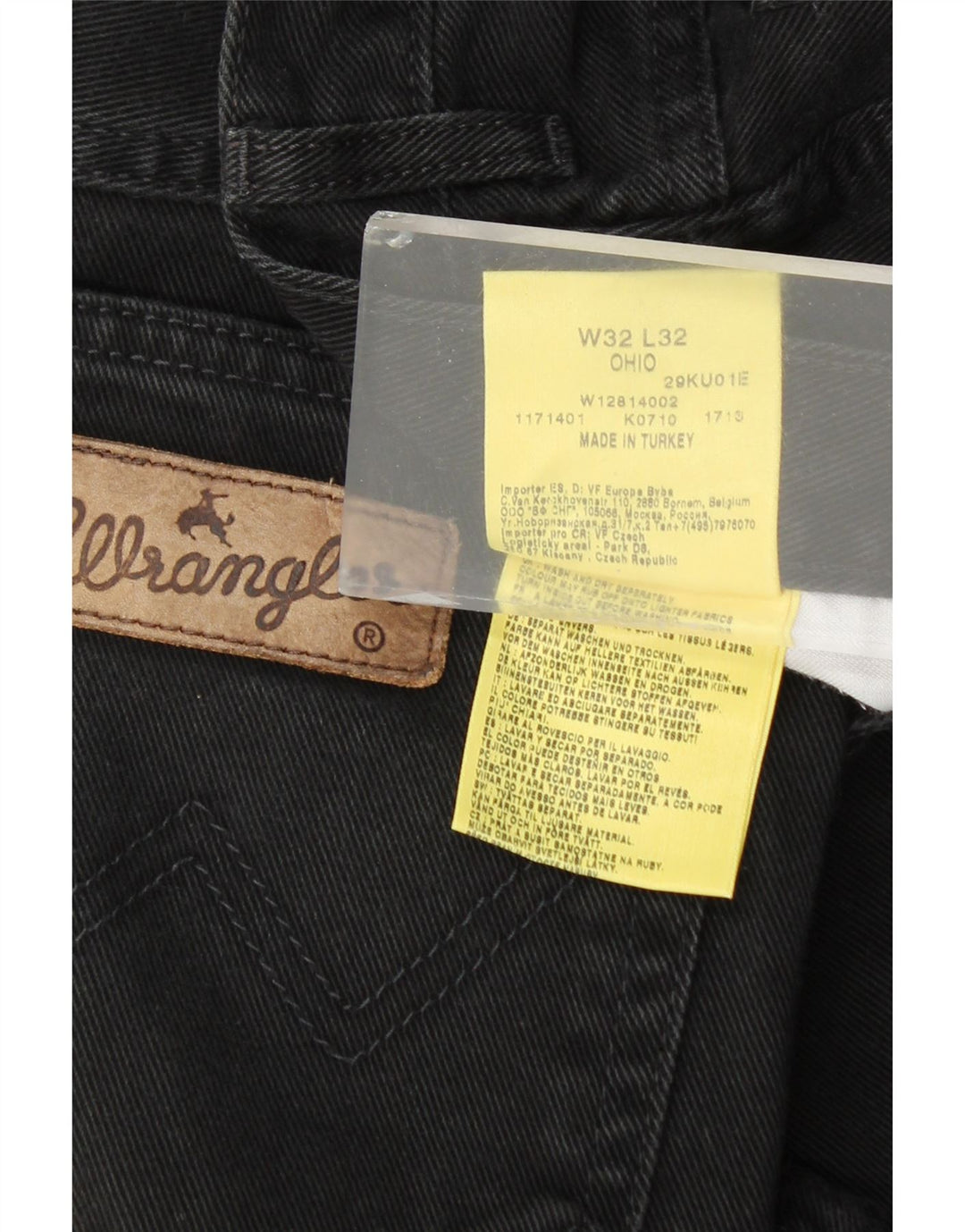 WRANGLER Mens Ohio Straight Jeans W32 L32 Black Cotton