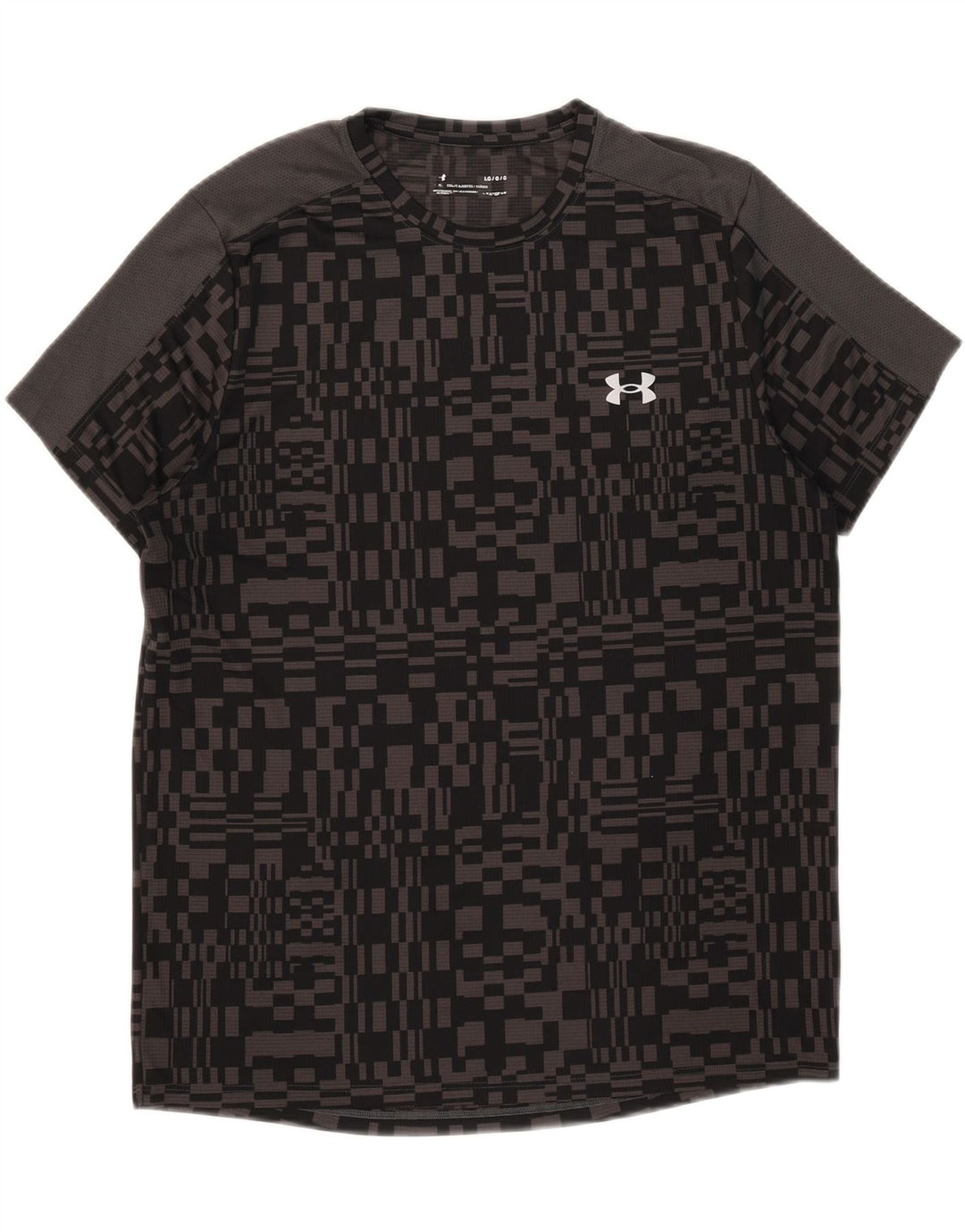 Under Armour Mens Heat Gear T-Shirt Top Large Black Geometric Polyester
