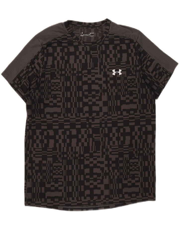 Under Armour Mens Heat Gear T-Shirt Top Large Black Geometric Polyester