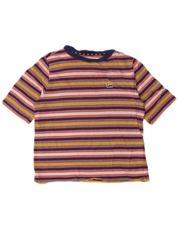 Lee Womens T-Shirt Top UK 6 XS Multicoloured Striped Cotton