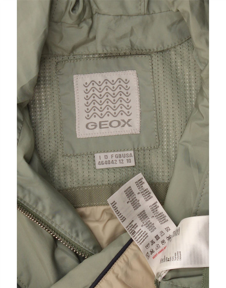 Geox Womens Hooded Bomber Jacket UK 12 Medium Khaki Polyester