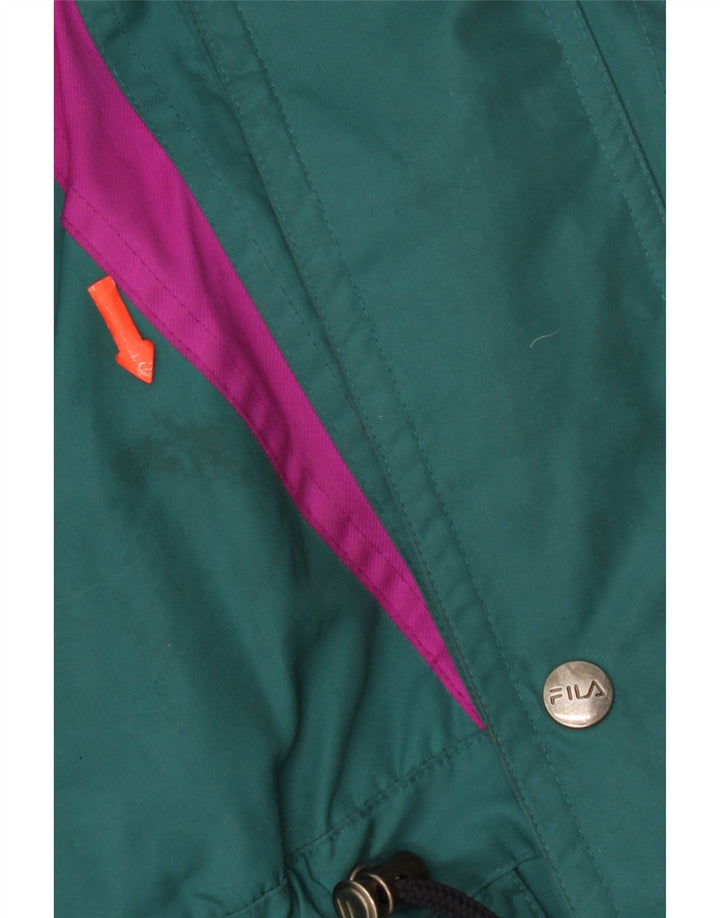 Fila Mens Graphic Hooded Ski Jacket IT 52 XL Green Colourblock