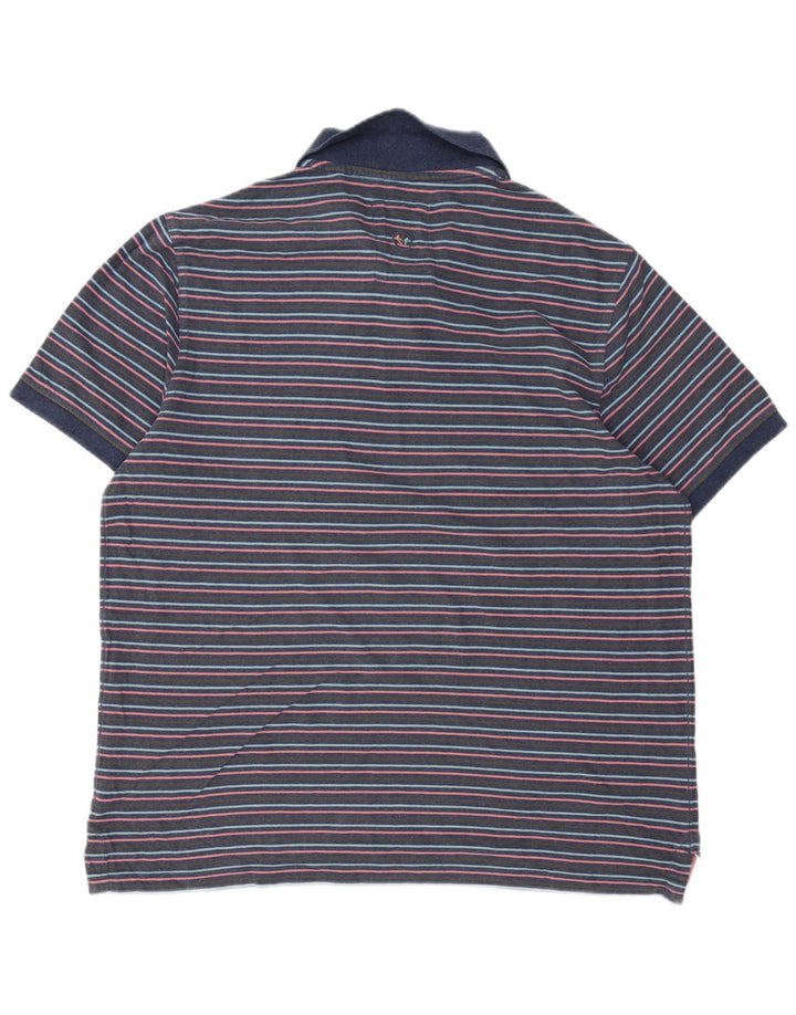 FAT FACE Mens Polo Shirt XL Navy Blue Striped Cotton