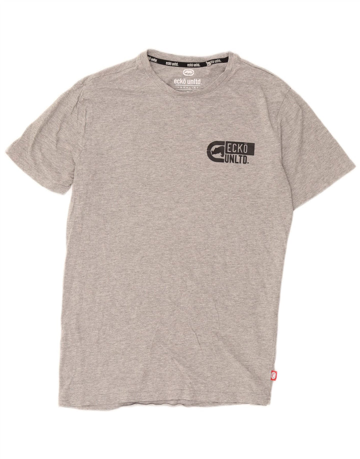 Ecko Unltd Mens Graphic T-Shirt Top Medium Grey Cotton