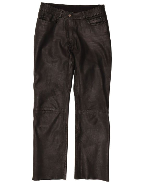 HIGHWAY 1 Womens Straight Trousers EU 36 Small W28 L29 Black Leather