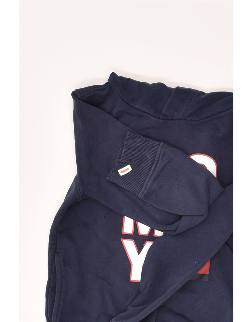 TOMMY HILFIGER Boys Graphic Hoodie Jumper 7-8 Years Navy Blue Cotton | Vintage Tommy Hilfiger | Thrift | Second-Hand Tommy Hilfiger | Used Clothing | Messina Hembry 