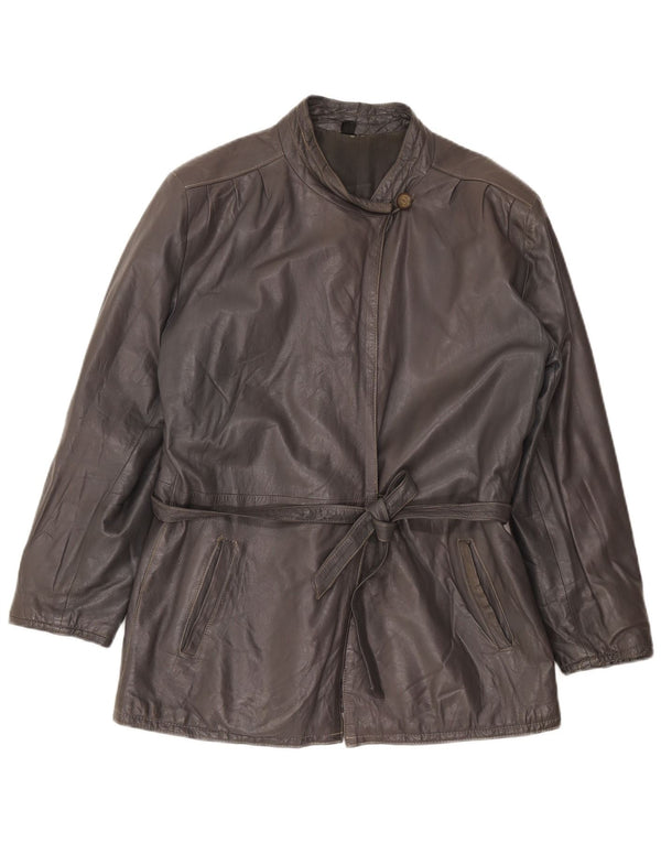 Vintage Womens Leather Jacket UK 16 Large Grey