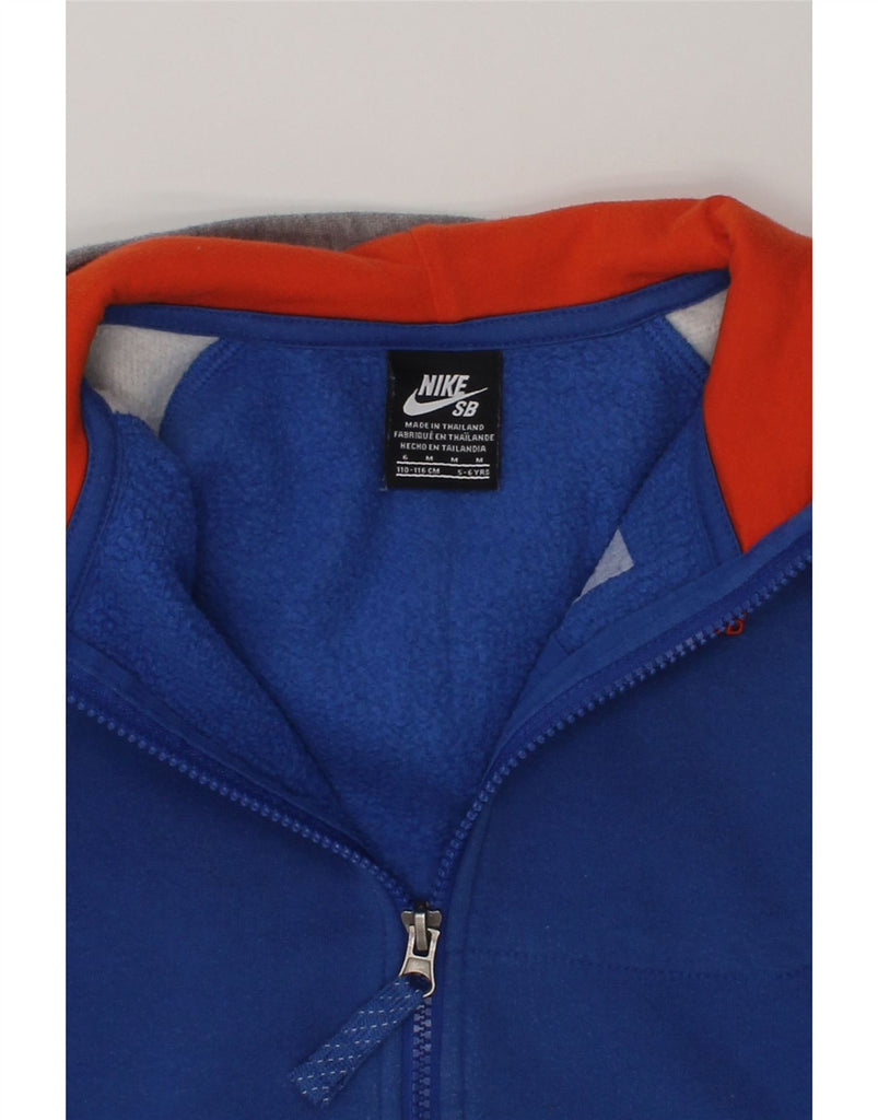 NIKE Boys Zip Hoodie Sweater 5-6 Years Medium Blue Colourblock Cotton | Vintage Nike | Thrift | Second-Hand Nike | Used Clothing | Messina Hembry 