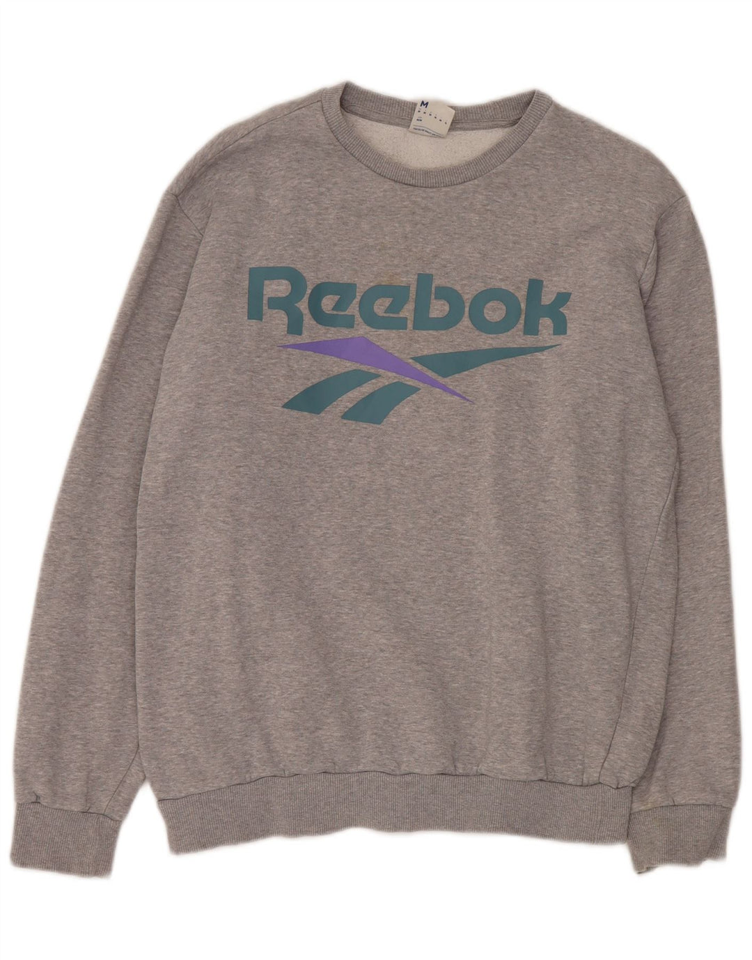Reebok Mens Graphic Sweatshirt Jumper Medium Grey Cotton