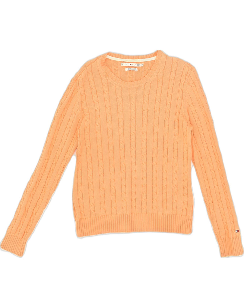 TOMMY HILFIGER Womens Crew Neck Jumper Sweater UK 14 Large Orange Cotton | Vintage Tommy Hilfiger | Thrift | Second-Hand Tommy Hilfiger | Used Clothing | Messina Hembry 