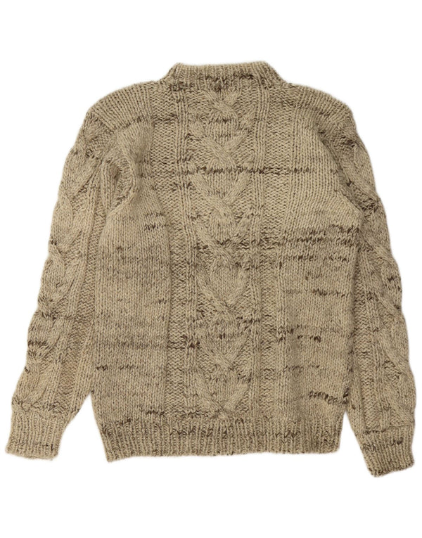 Vintage Mens Turtle Neck Jumper Sweater Medium Beige Flecked