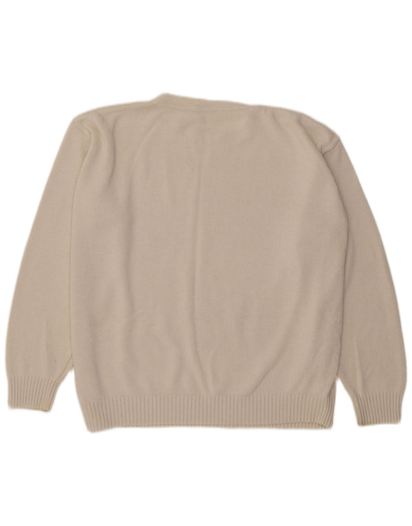 Rosner Womens Graphic Crew Neck Jumper Sweater IT 54 3XL Off White