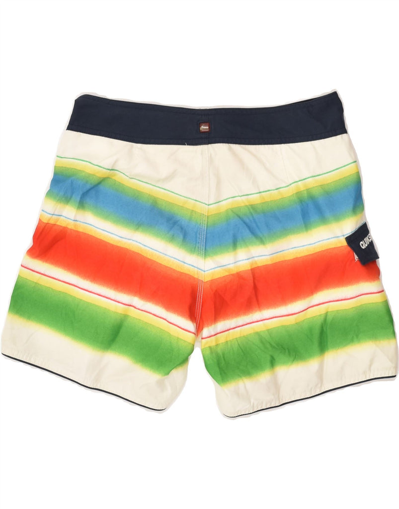 QUIKSILVER Mens Swimming Shorts Medium Multicoloured Striped Polyester | Vintage Quiksilver | Thrift | Second-Hand Quiksilver | Used Clothing | Messina Hembry 