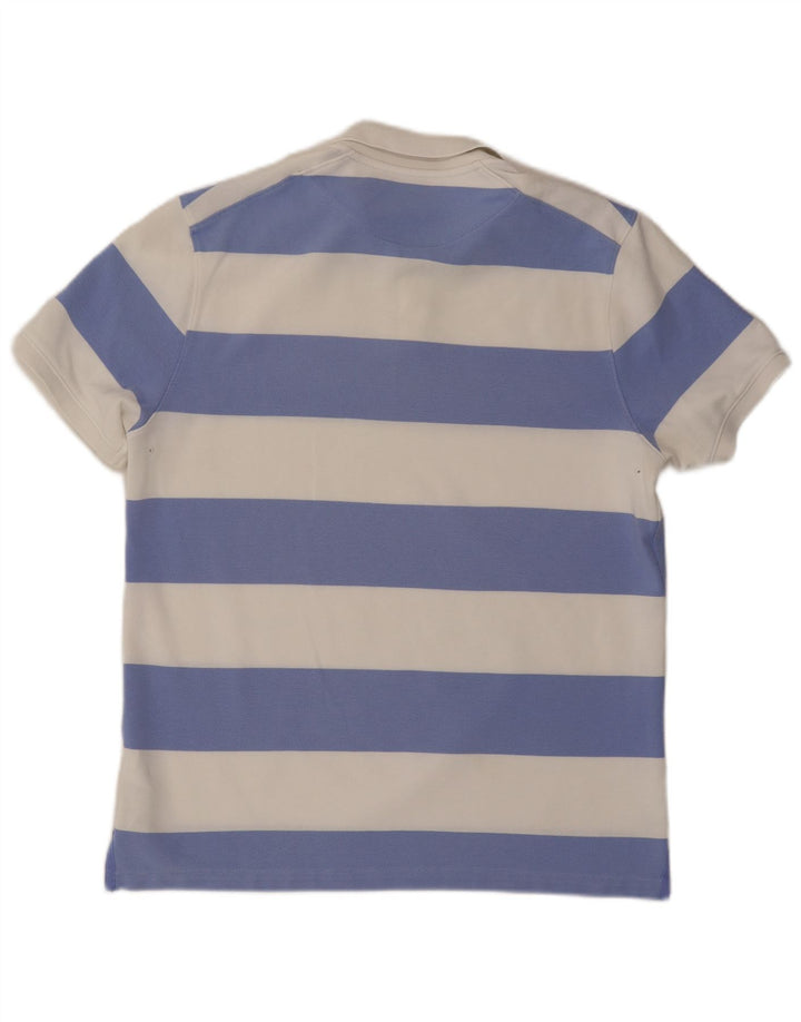 NIKE Mens Dri Fit Rugby Polo Shirt Large White Striped Cotton