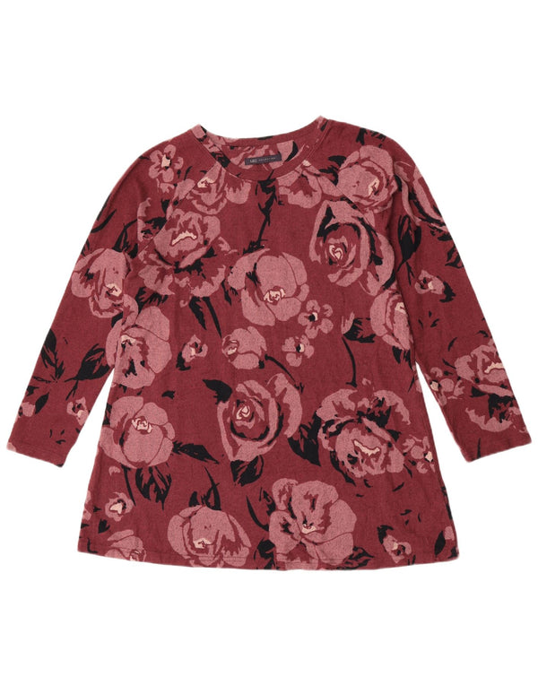 Marks & Spencer Womens Graphic Top Long Sleeve UK 16 Large Burgundy Floral