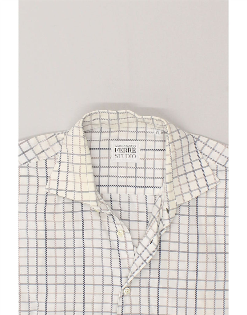 GIANFRANCO FERRE Mens Short Sleeve Shirt Size 17 43 Large White Check Vintage Gianfranco Ferre and Second-Hand Gianfranco Ferre from Messina Hembry 