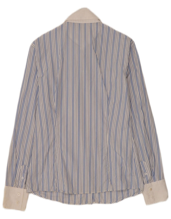 Massimo Dutti Womens Formal Shirt EU 38 Small Blue Striped Cotton