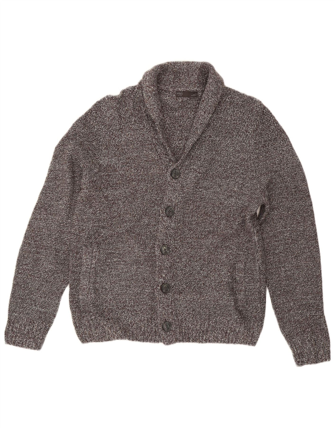 Marks & Spencer Mens Cardigan Sweater Large Grey Flecked Acrylic