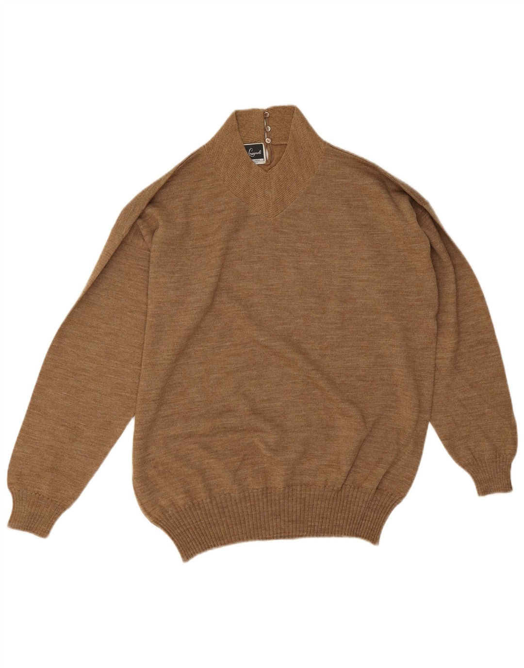 Luisa Spagnoli Womens Turtle Neck Jumper Sweater UK 16 Large Beige Wool