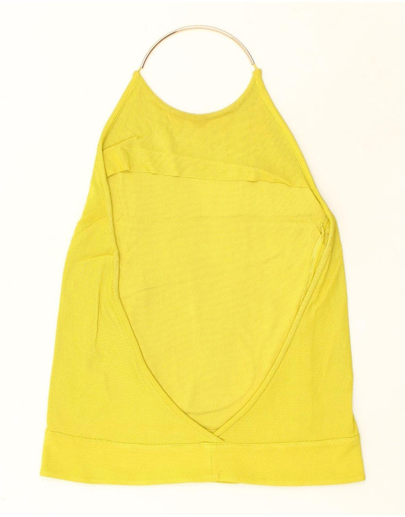 ZARA Womens Halter Top UK 8 Small Yellow Viscose | Vintage Zara | Thrift | Second-Hand Zara | Used Clothing | Messina Hembry 