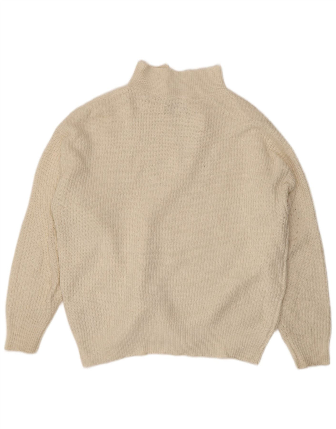 Jack Wills Womens Zip Neck Jumper Sweater UK 14 Large Off White Acrylic