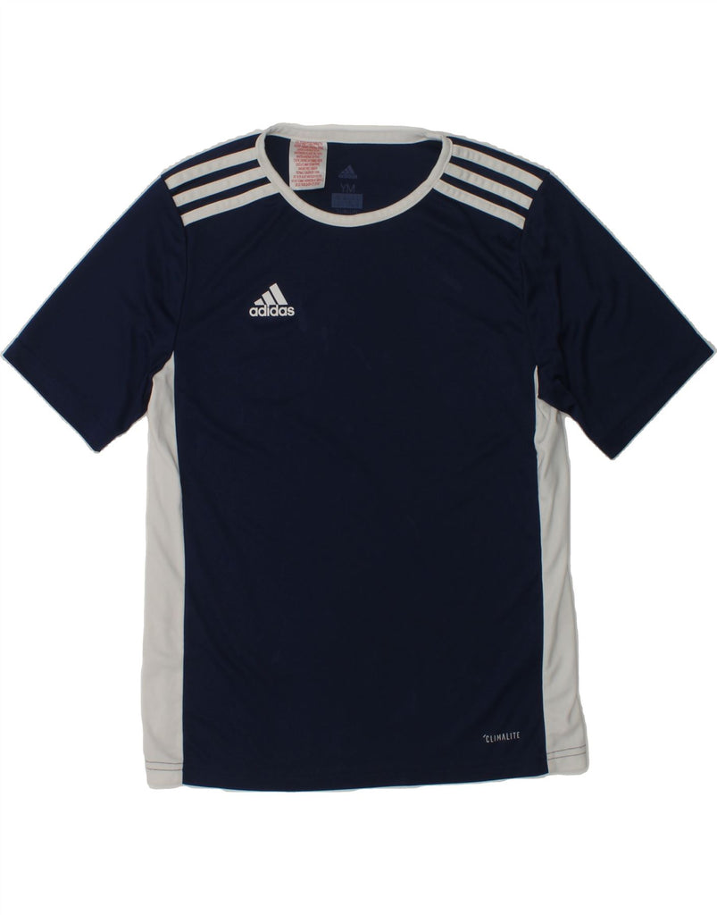 ADIDAS Boys Climalite T-Shirt Top 11-12 Years Medium  Navy Blue | Vintage Adidas | Thrift | Second-Hand Adidas | Used Clothing | Messina Hembry 