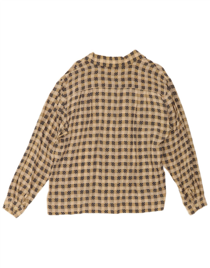 cherie Womens Shirt IT 52/54 2XL Beige Check Silk