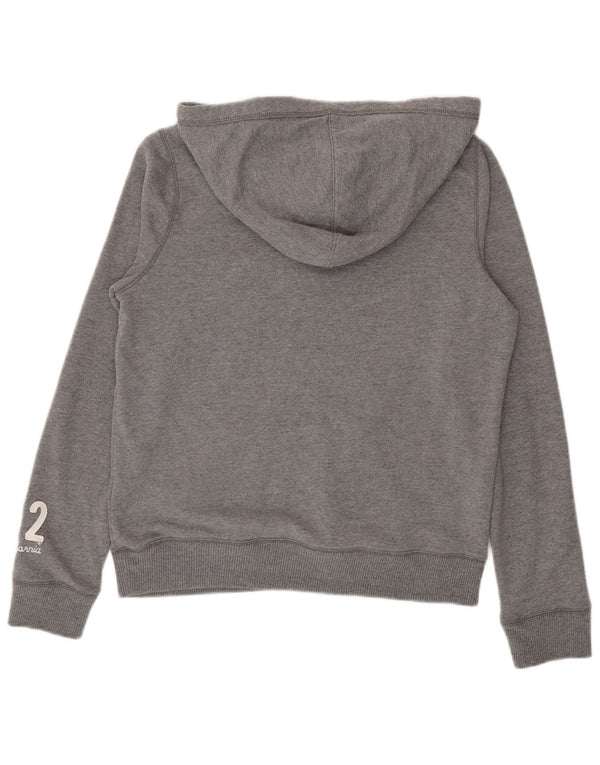 Hollister Womens Graphic Hoodie Jumper UK 16 Large Grey Cotton