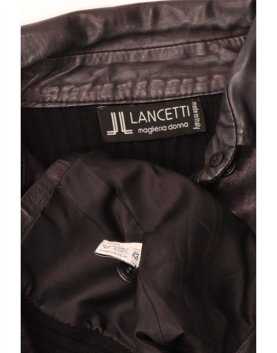 Lancetti Womens Leather Jacket IT 42 Medium Black Leather